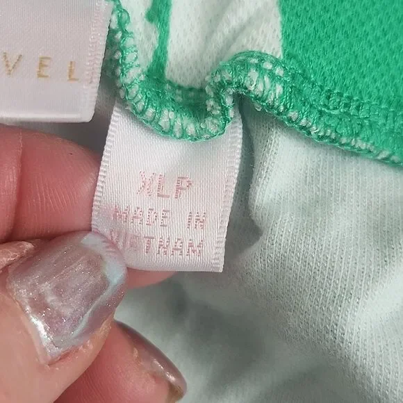 Belle By Kim Gravel Green & White Tropical Flare Capri Pants, XLP - Picture 9 of 11